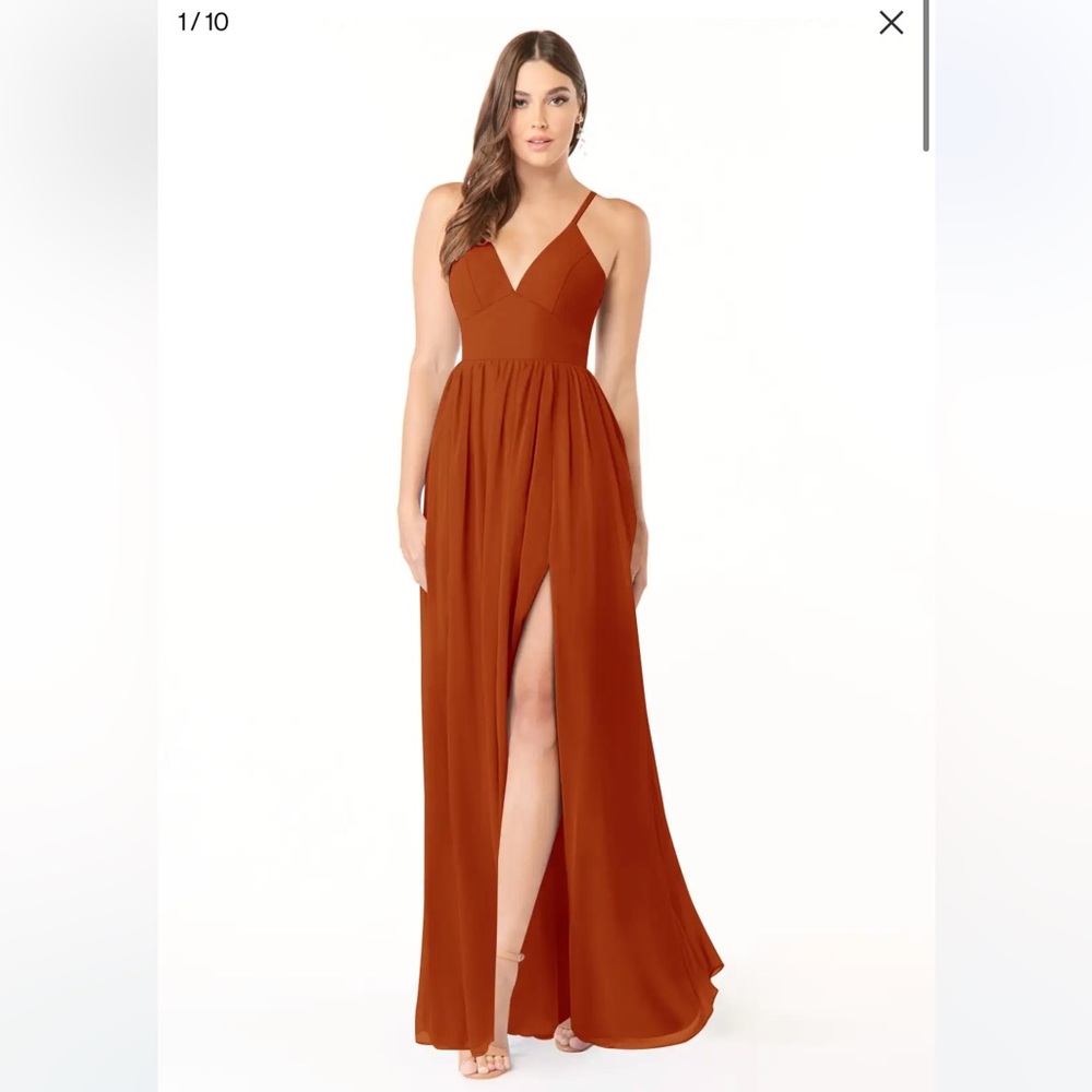AZAZIE AAIDA Paprika A-Line Corset Chiffon Dress